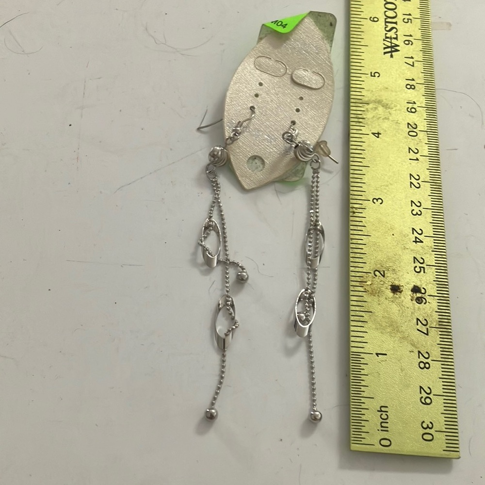 Silver tone extra long Dangle Earrings